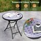 Black Metal Folding Side Table 18 Inch Round Compact Patio Coffee Table with Easy Storage